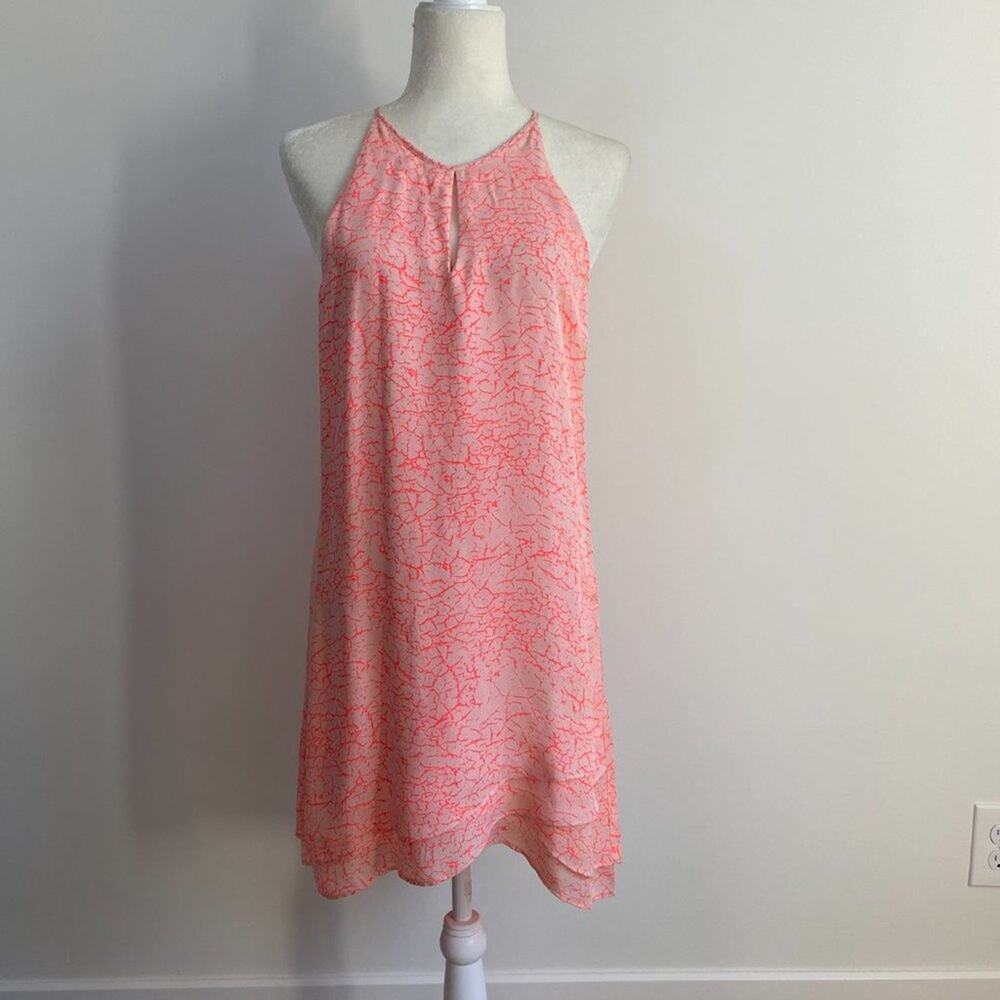 Parker Pink Priscilla Etude Quake Silk Shift Dress Pink Small